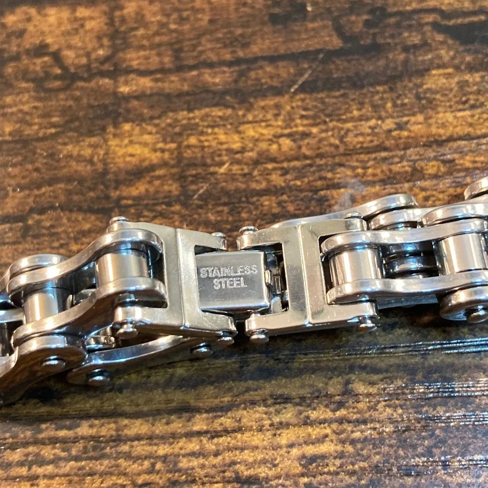 Mens Stainless Steel Motorcycle Chain Link Bracelet 9.5